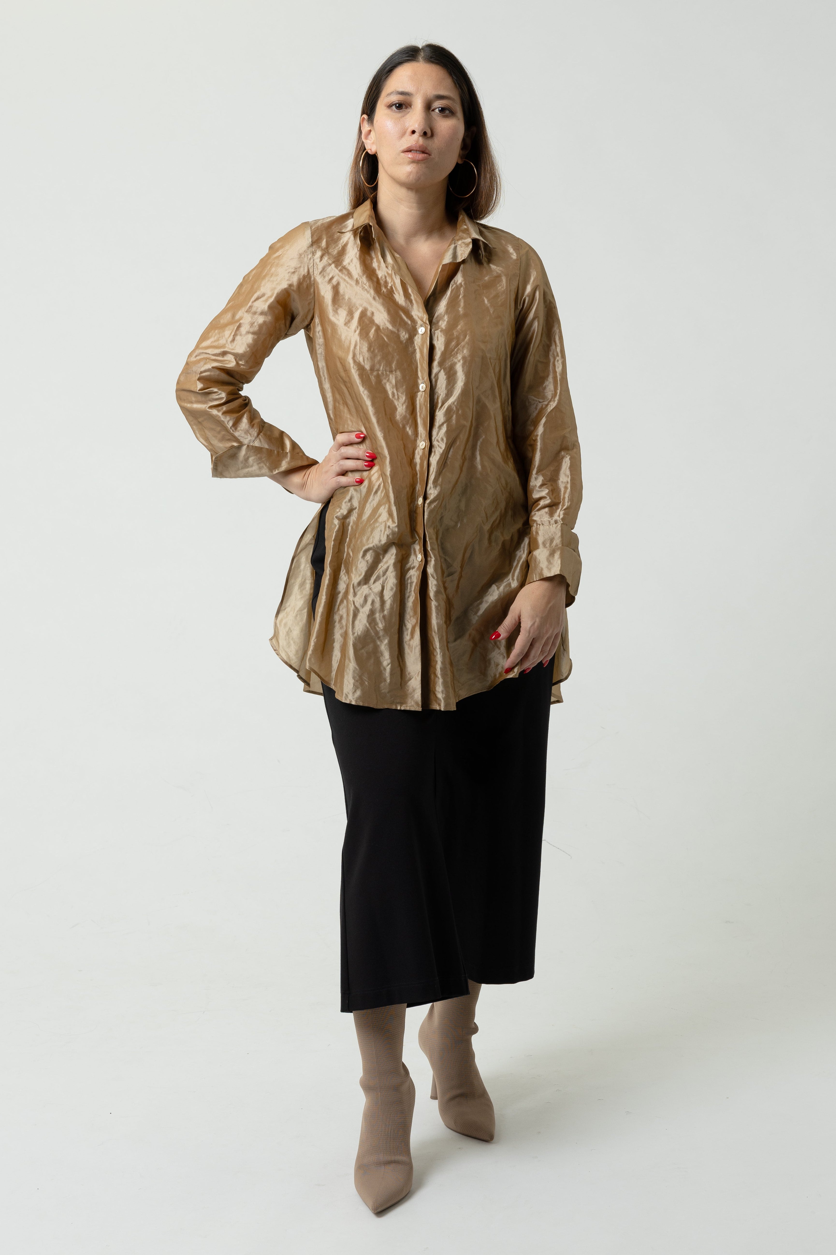 Ginger Blouse in Metal Taffeta