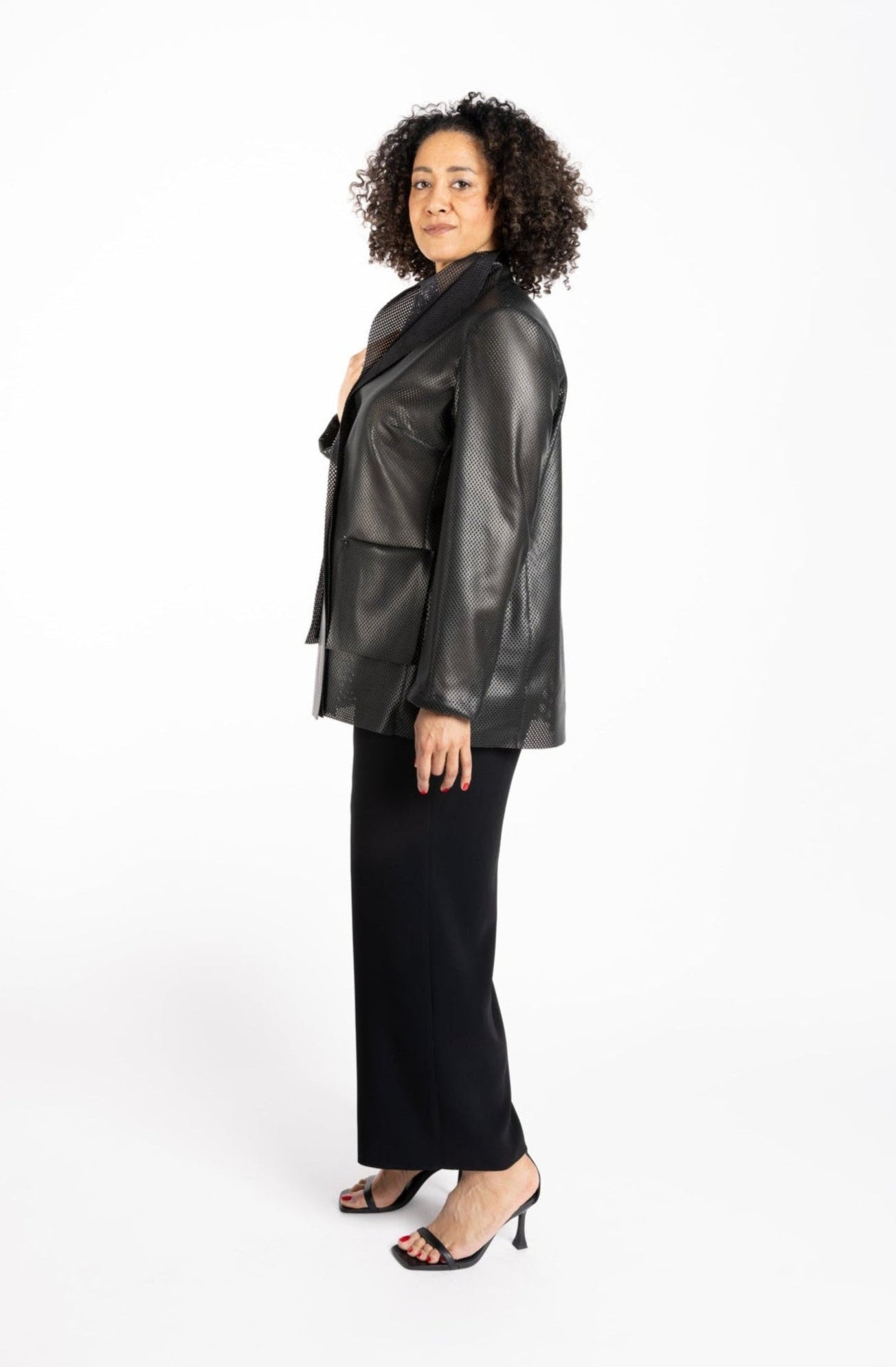 Como Perforated Faux Leather Jacket