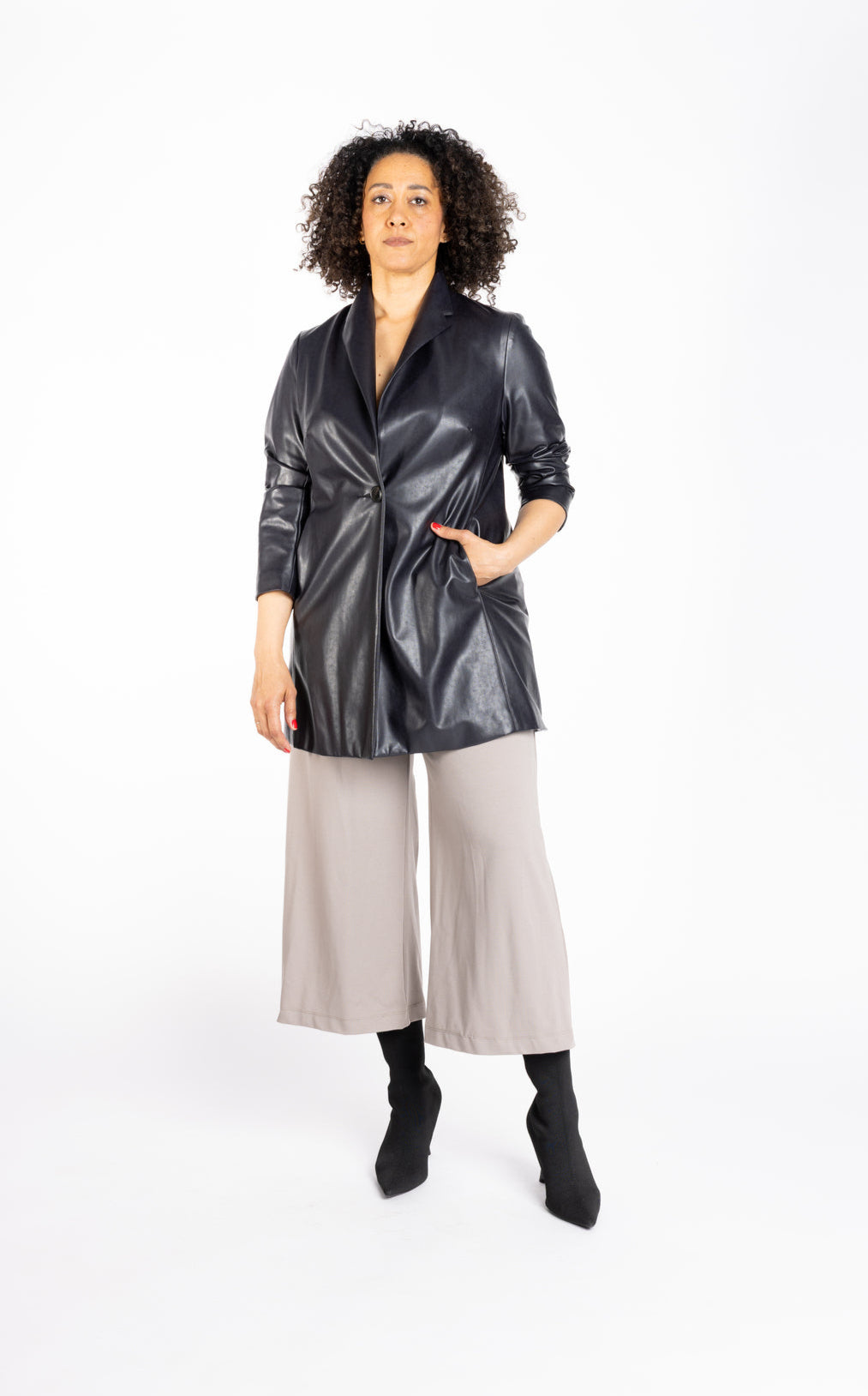 Venice Kunstlederjacke in Aubergine-Schwarz