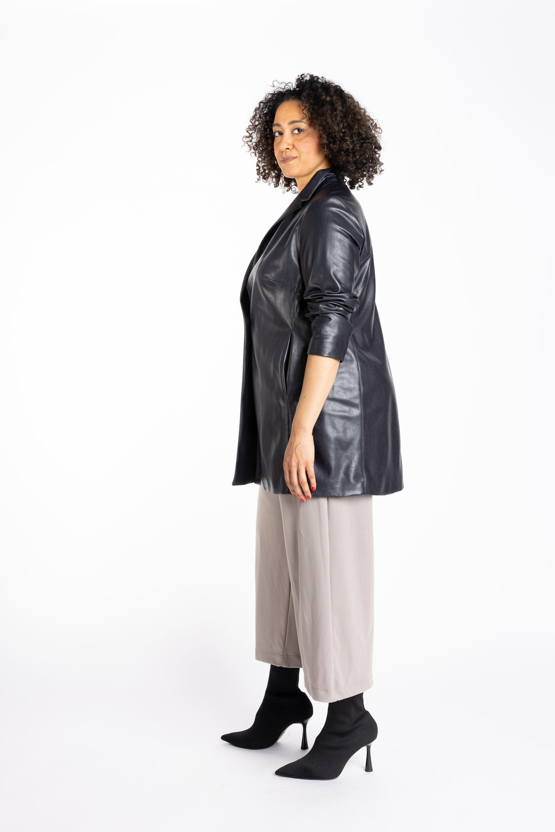 Venice Kunstlederjacke in Aubergine-Schwarz