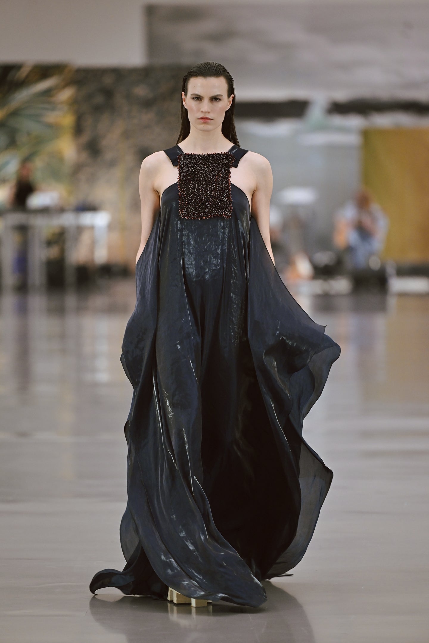 Anastasia Dress in Silk-Metal Chiffon