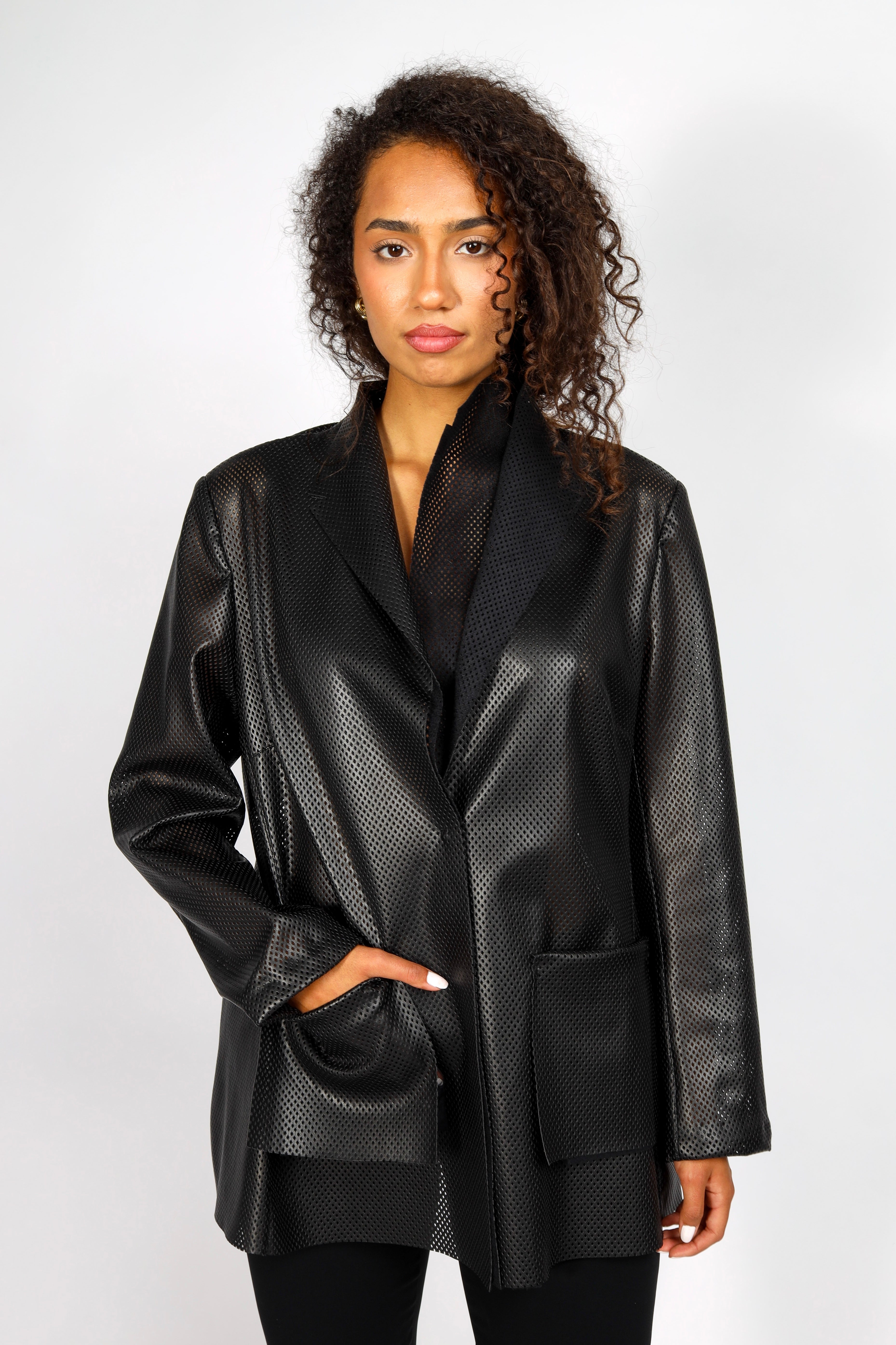Como Perforated Faux Leather Jacket