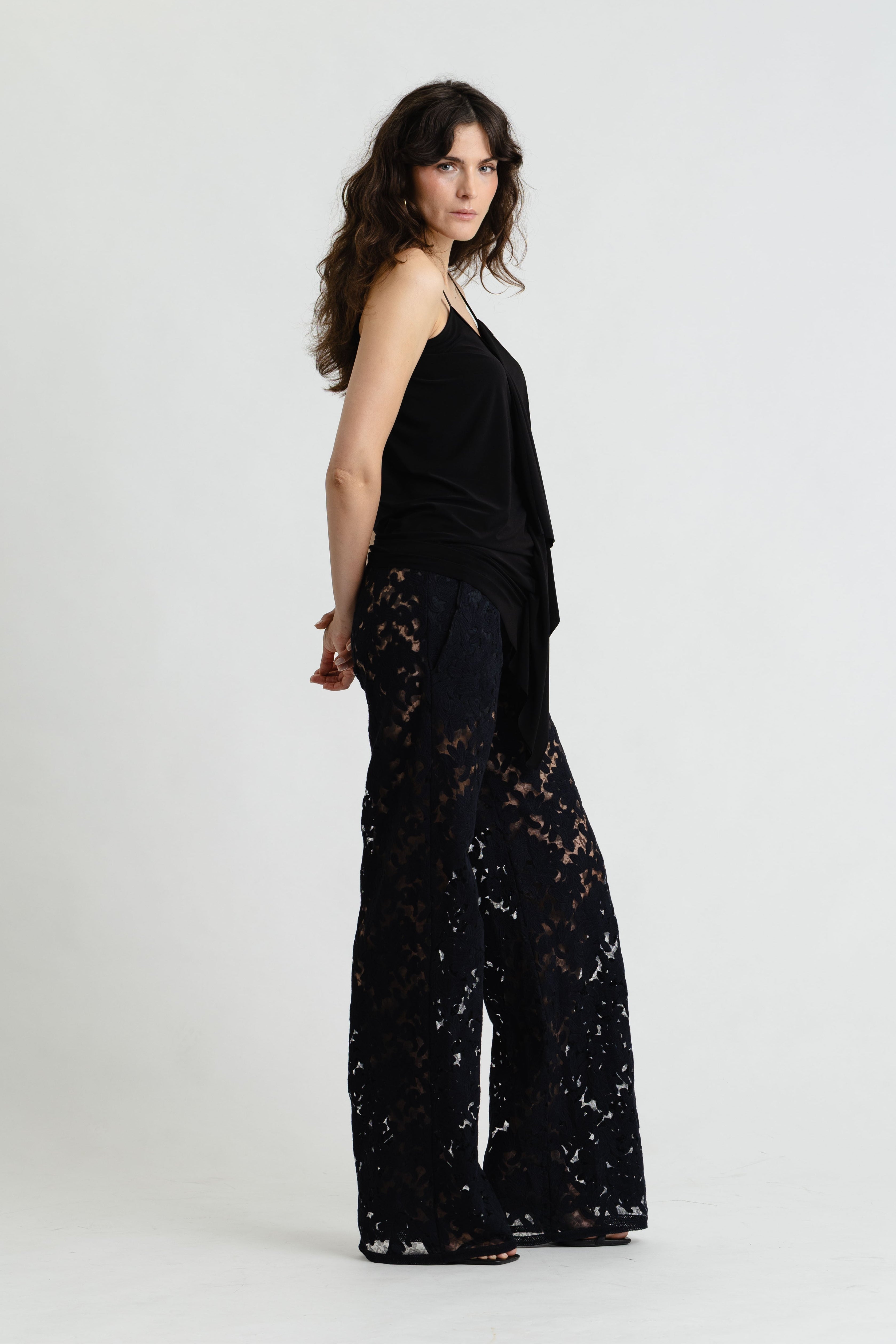 Haruka Long Trousers in Embroidered Lace