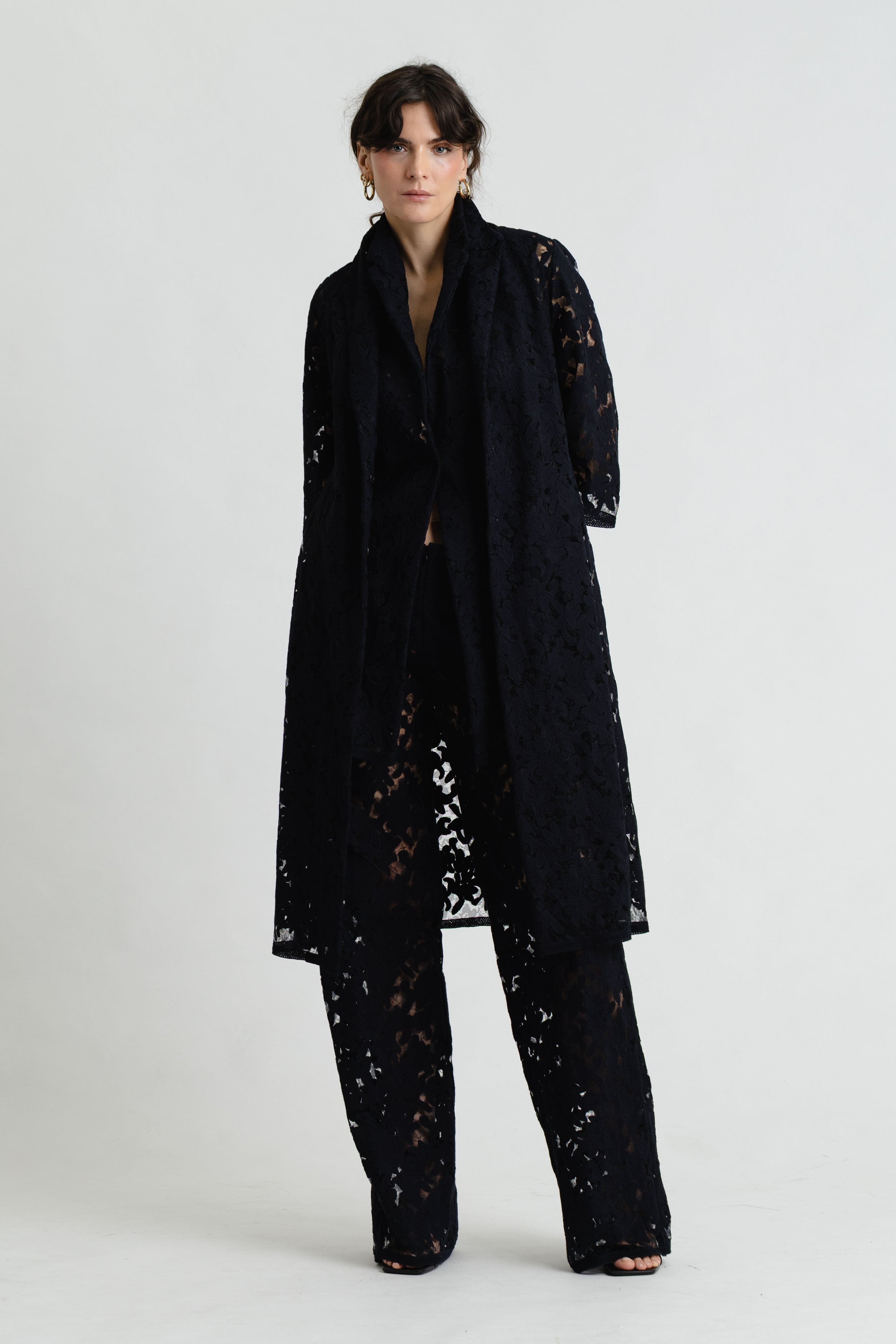 Haruka Coat in Embroidered Lace