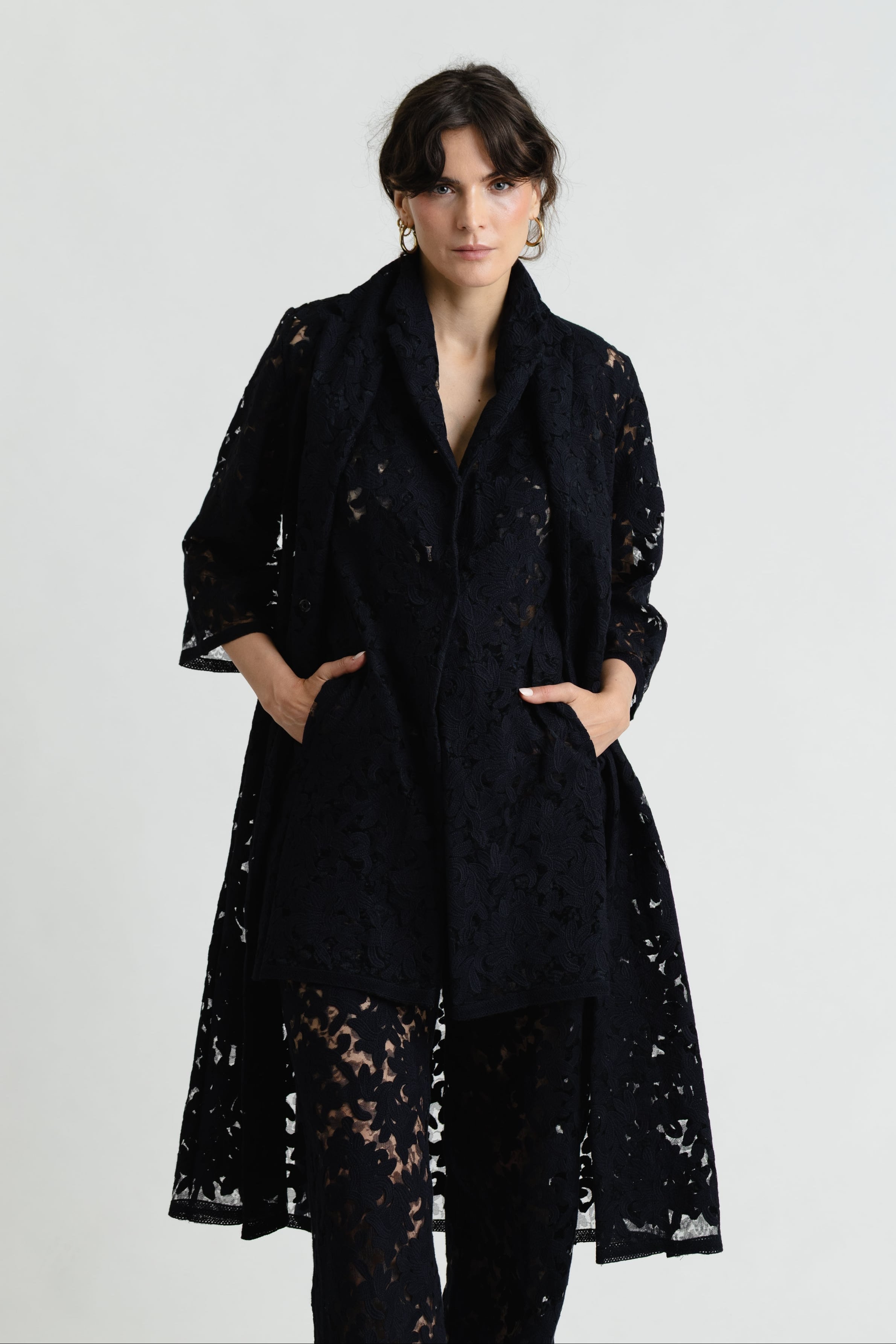 Haruka Coat in Embroidered Lace