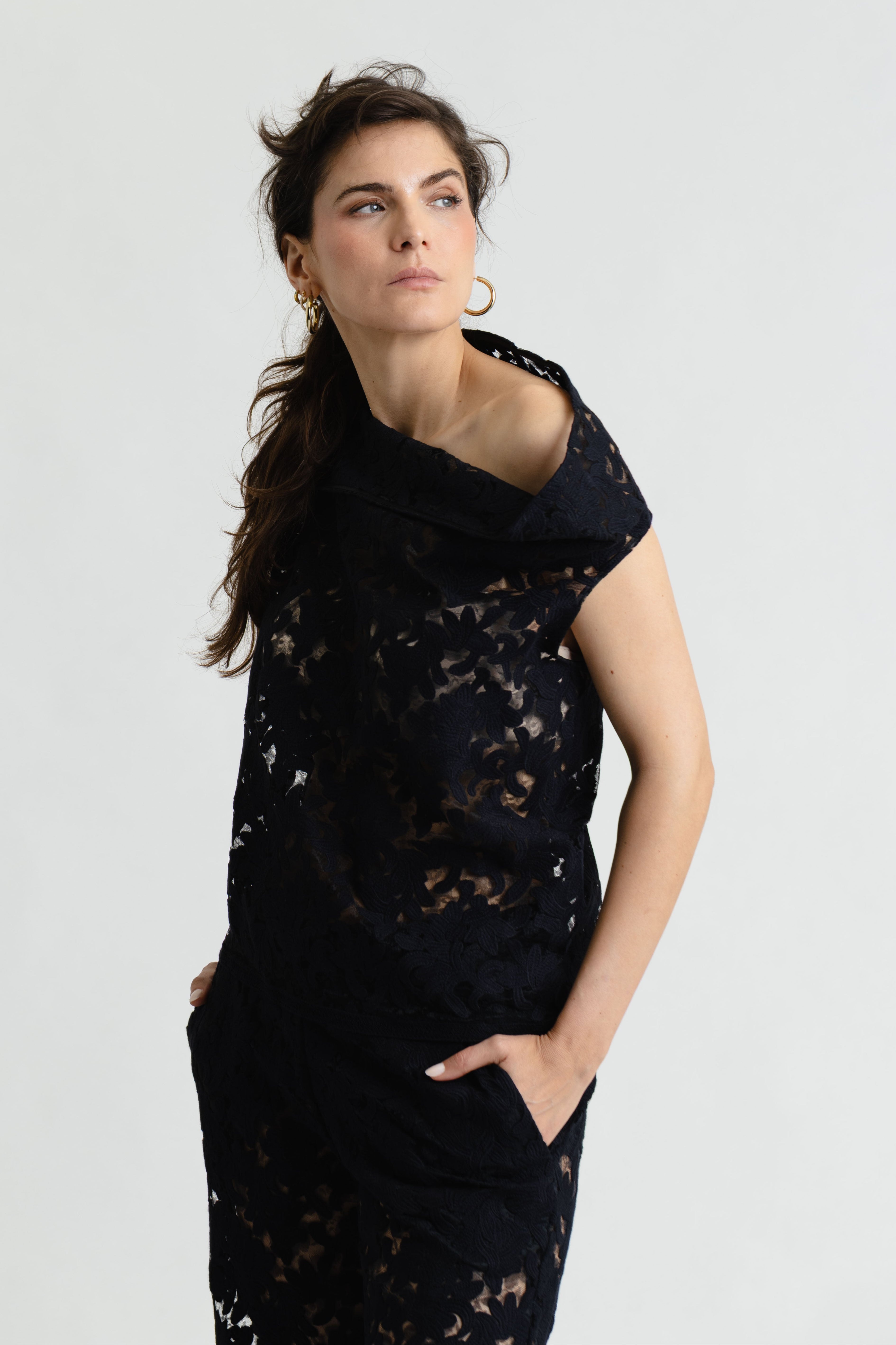 Haruka Sleeveless Top in Embroidered Lace