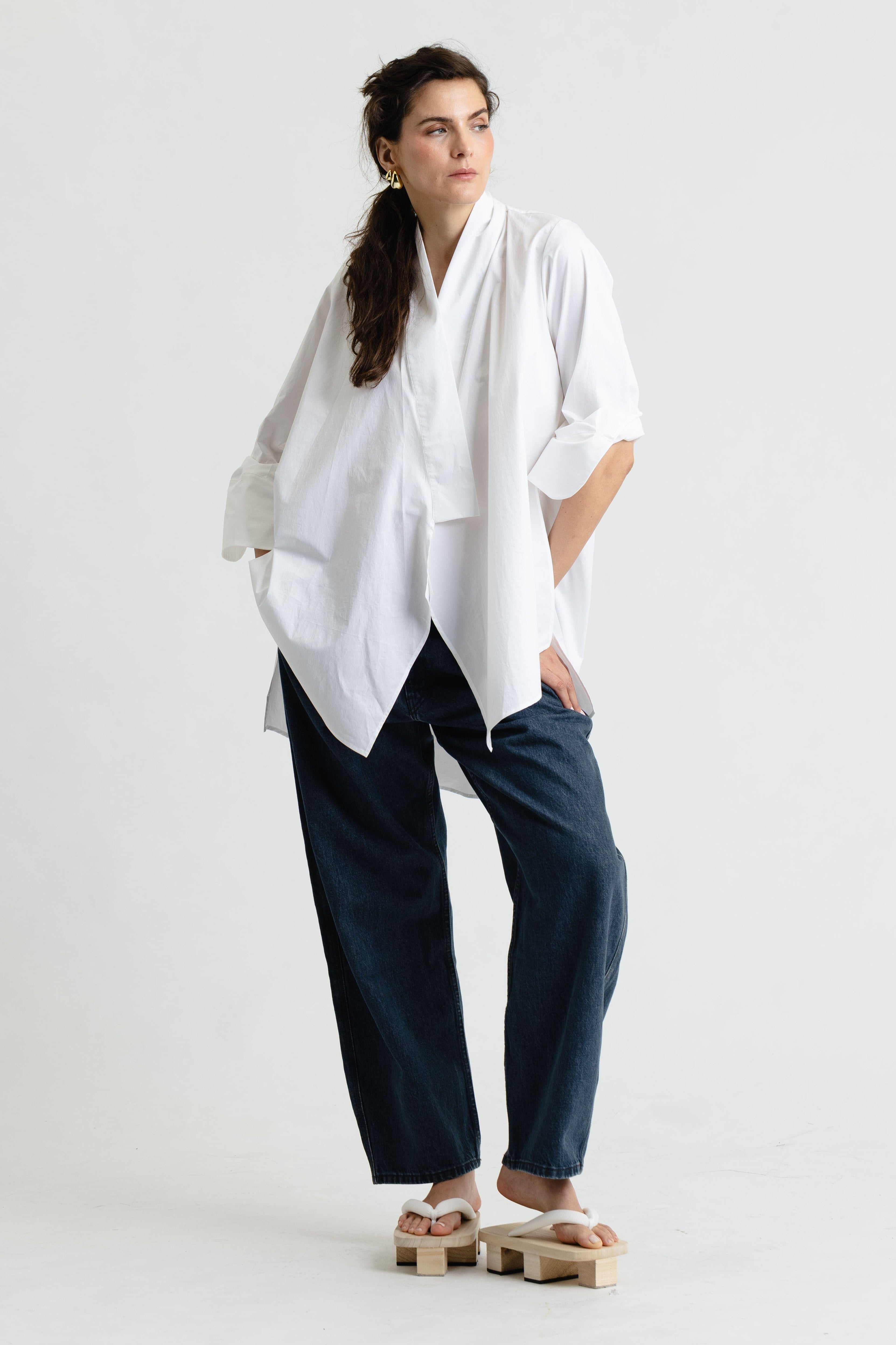 Kimono Blouse in Lightly Crushed Cotton