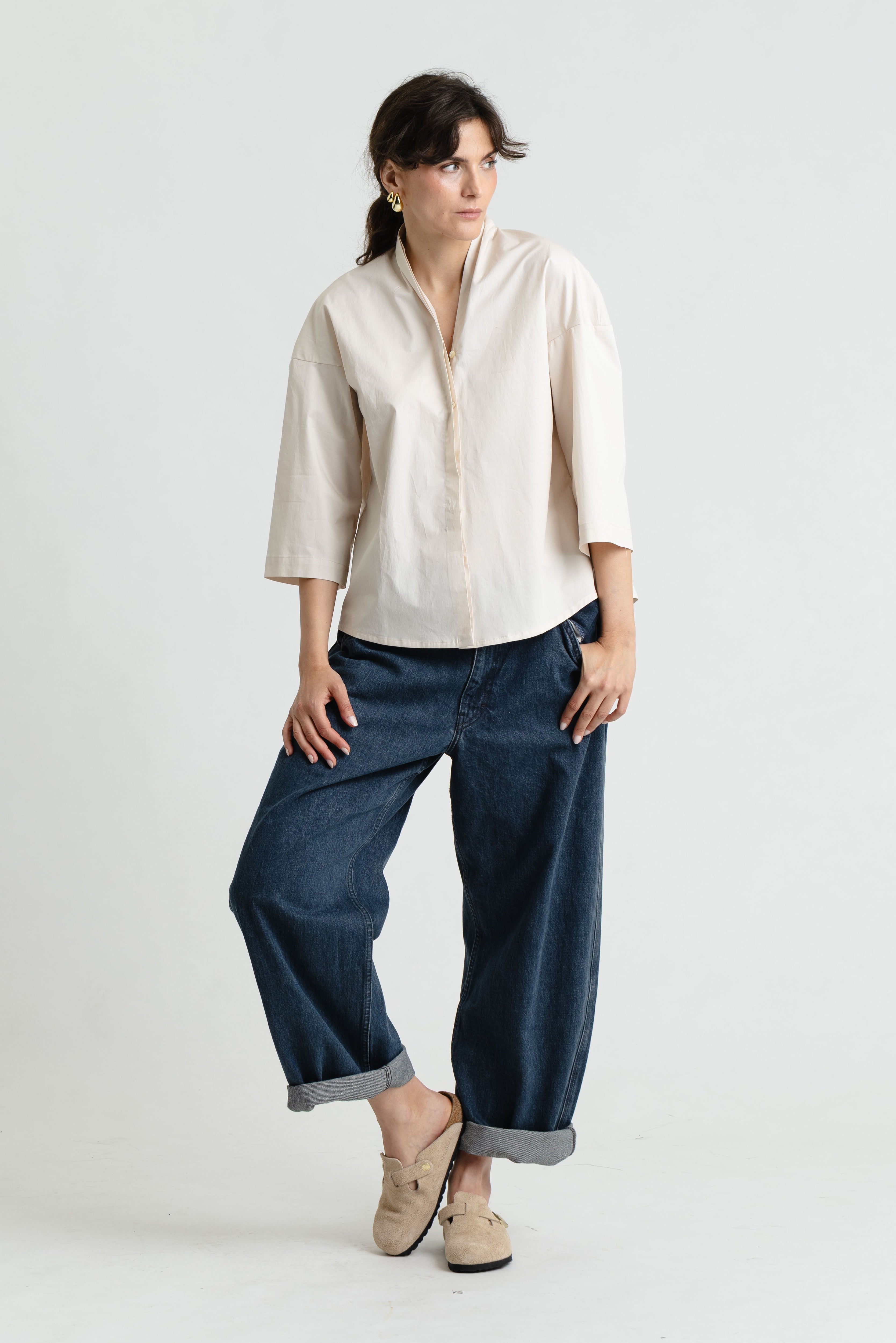 Katzu Blouse in Lightly Crushed Cotton
