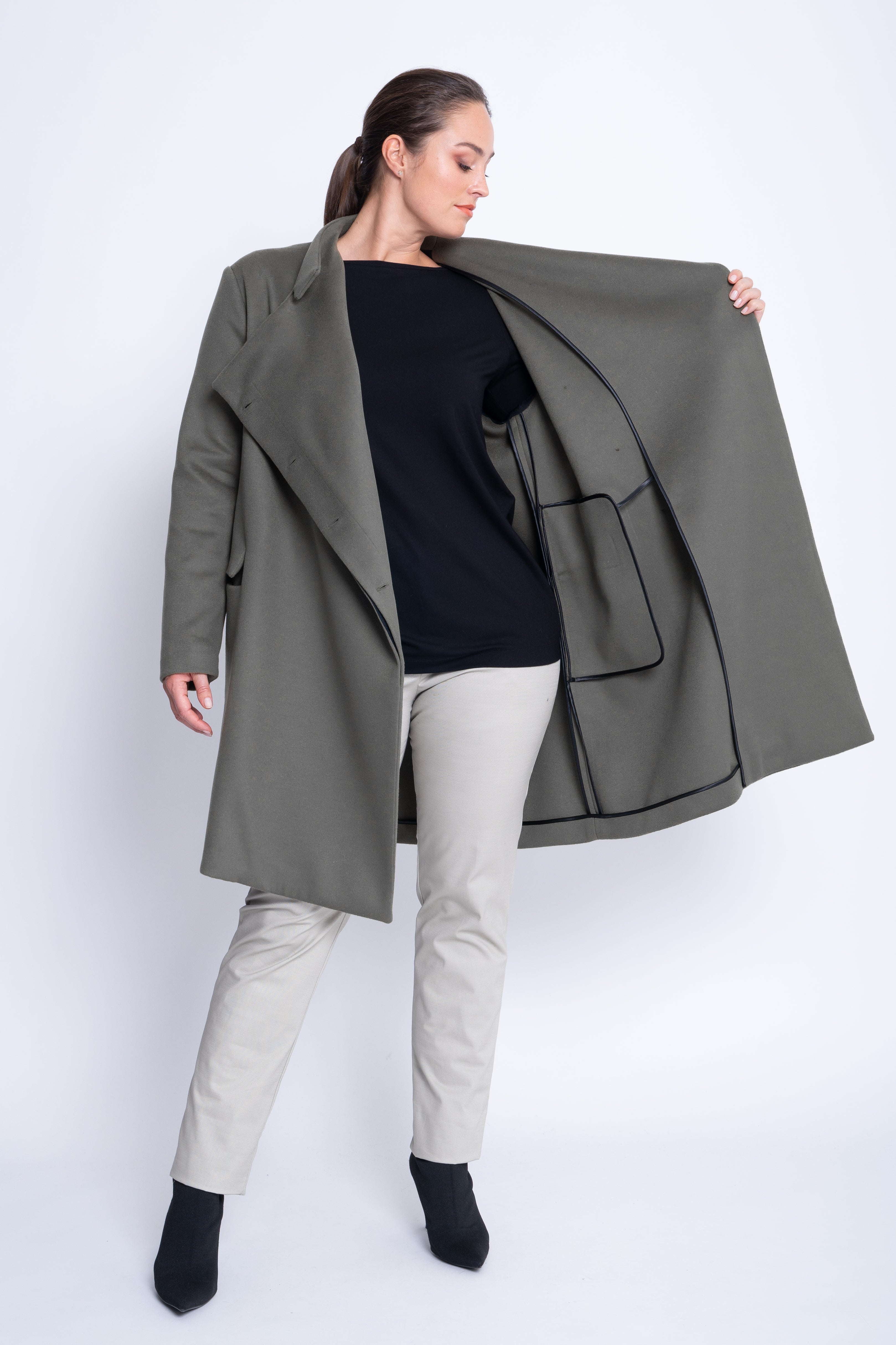 Gianna Coat in Anthracite Double Face Wool & Cashmere - ADAM BRODY Zürich