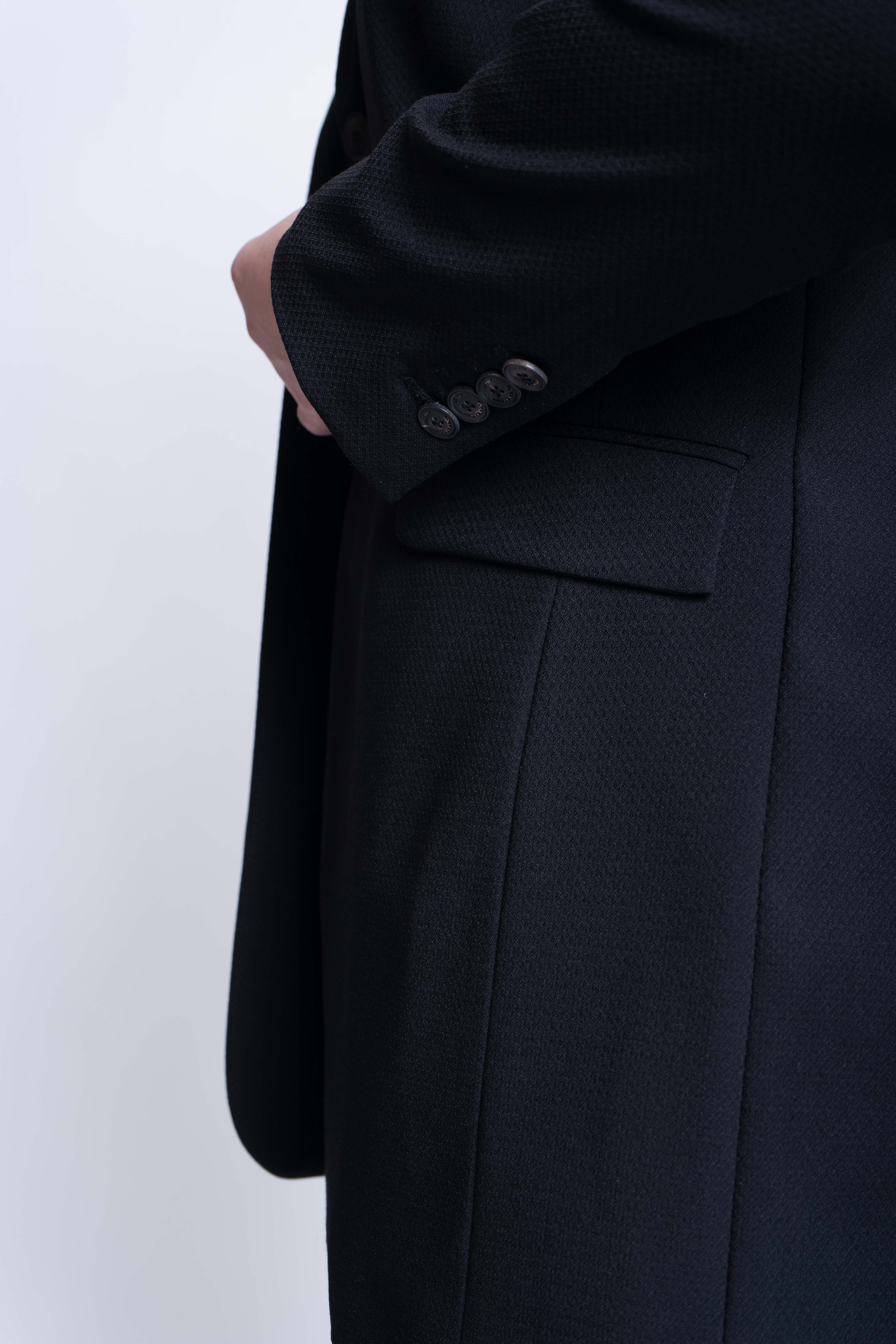 Sophia Long Blazer in Micro Pique Wool Mix - ADAM BRODY Zürich