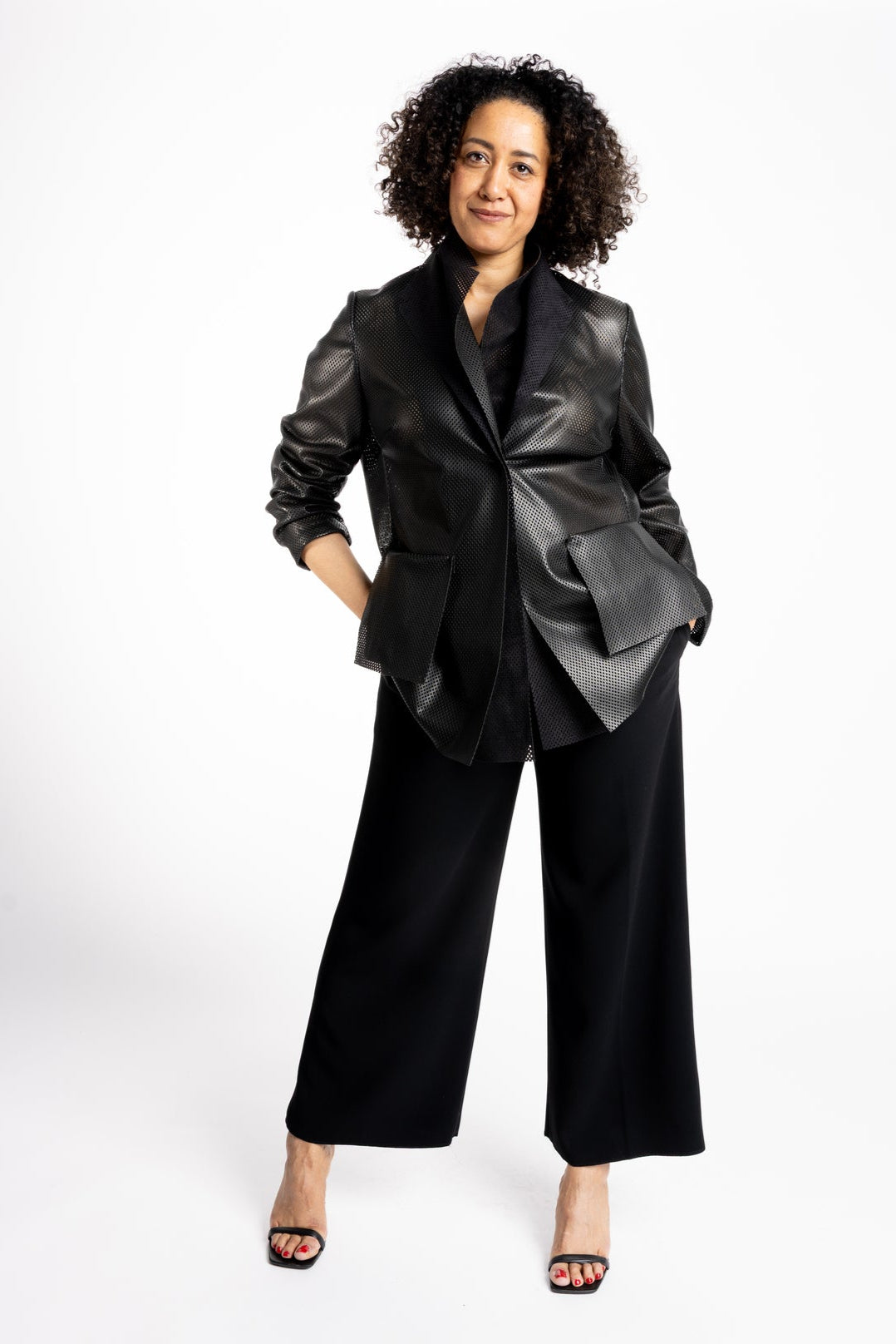 Como Perforated Faux Leather Jacket