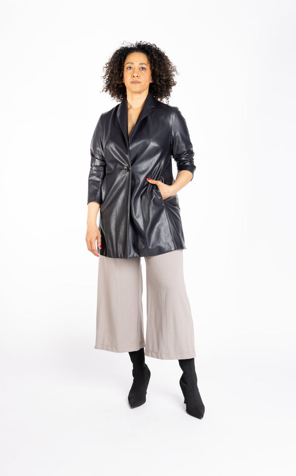 Venice Faux Leather Jacket in Aubergine-Black
