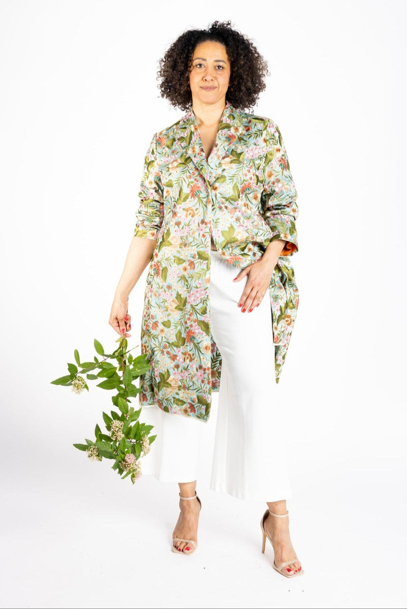 Martina Long Jacket in Floral Embroidery