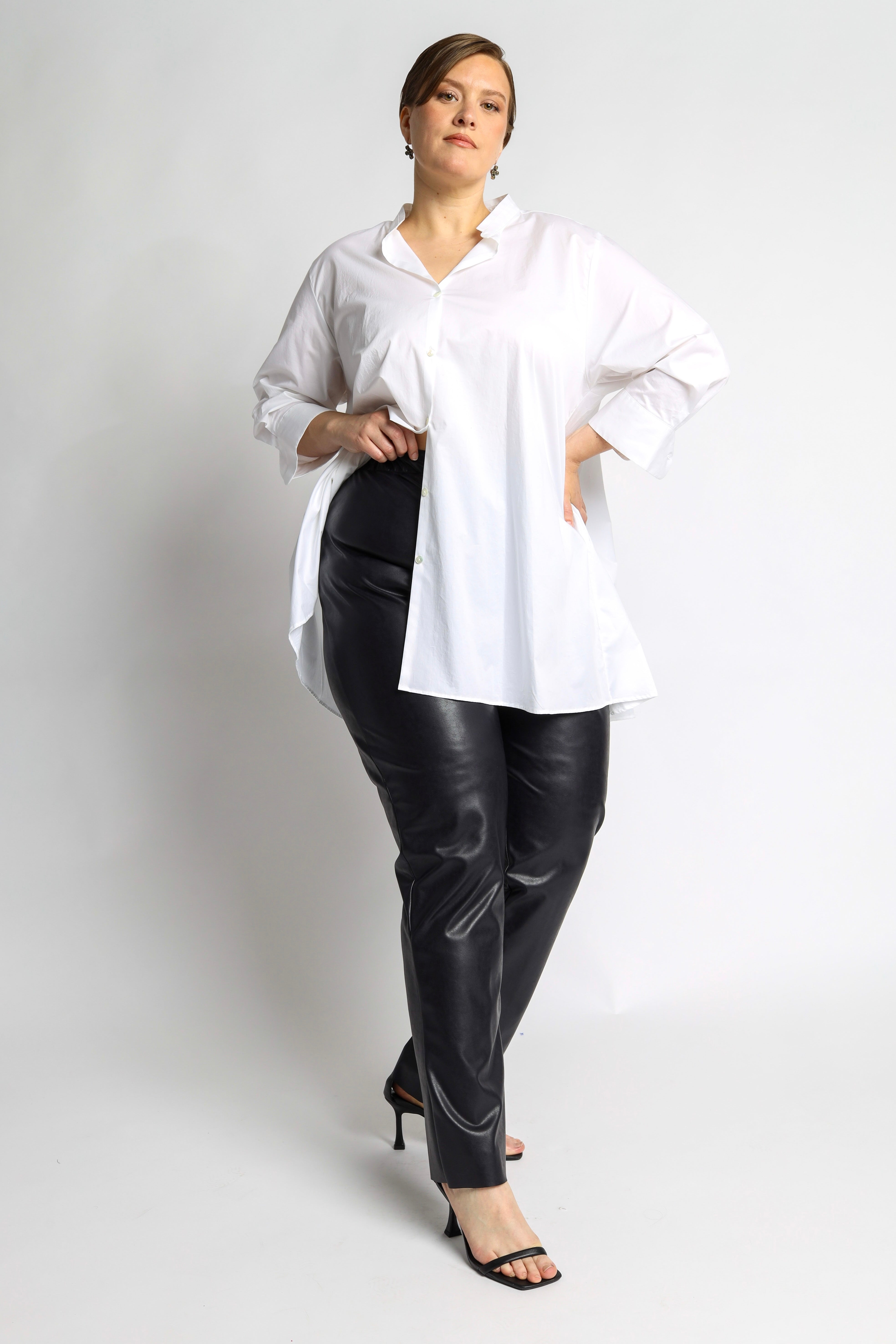 Cello Kunstlederhose in Aubergine-Schwarz