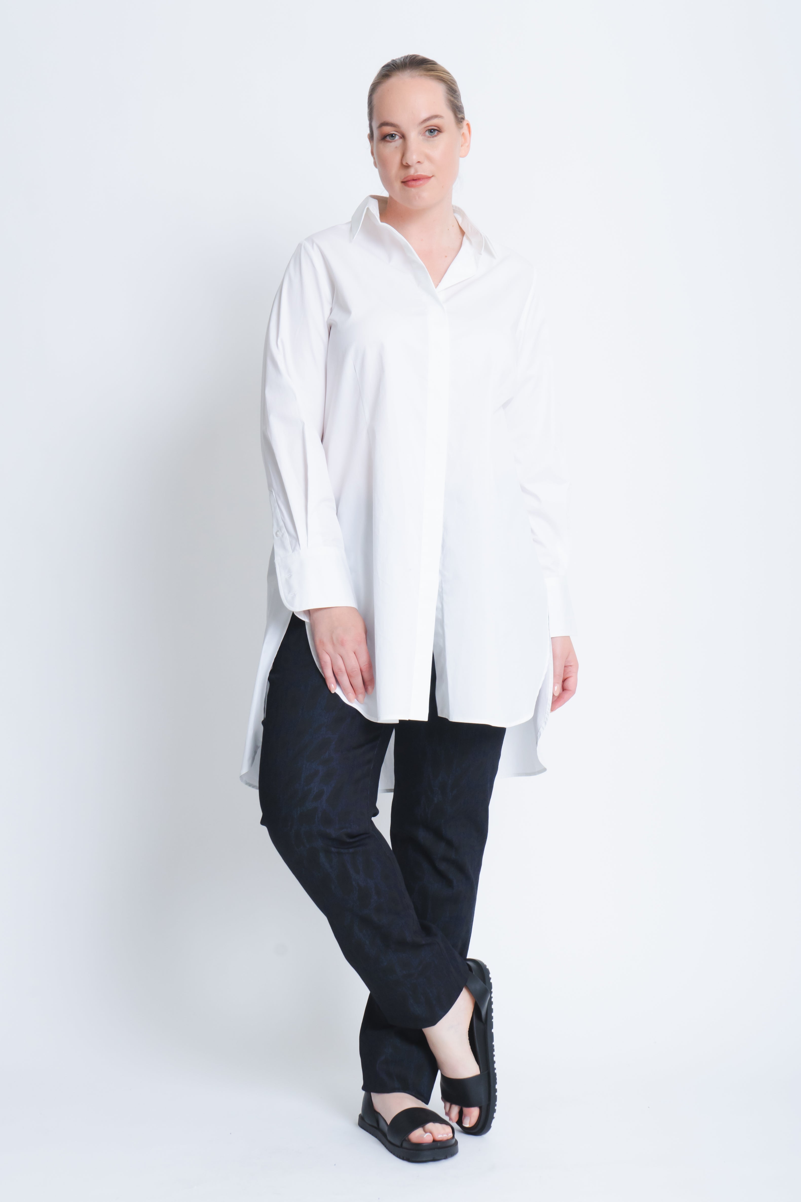 Gaya Weisse Bluse in Leicht Gecrashter Baumwolle