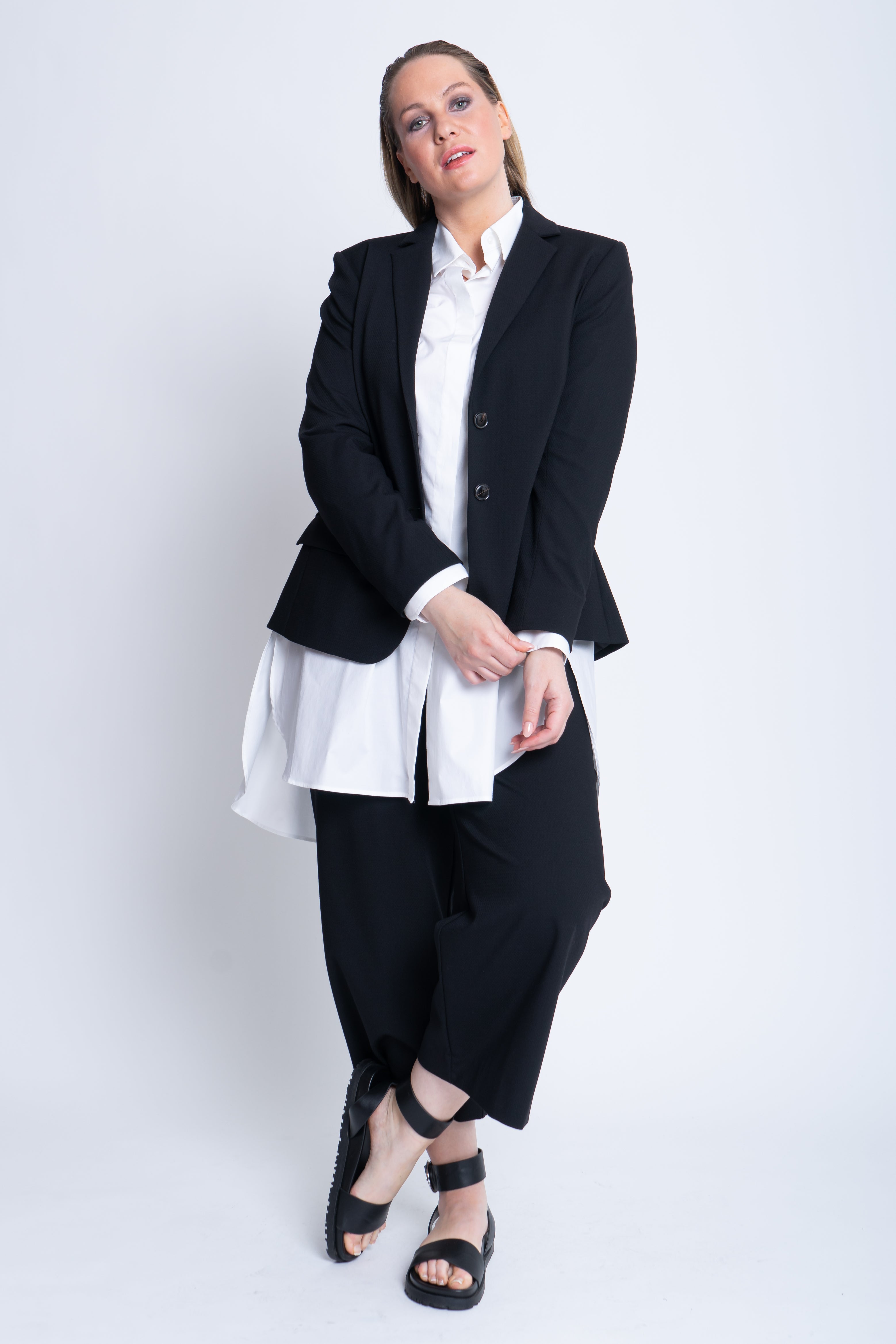 Gaya Weisse Bluse in Leicht Gecrashter Baumwolle