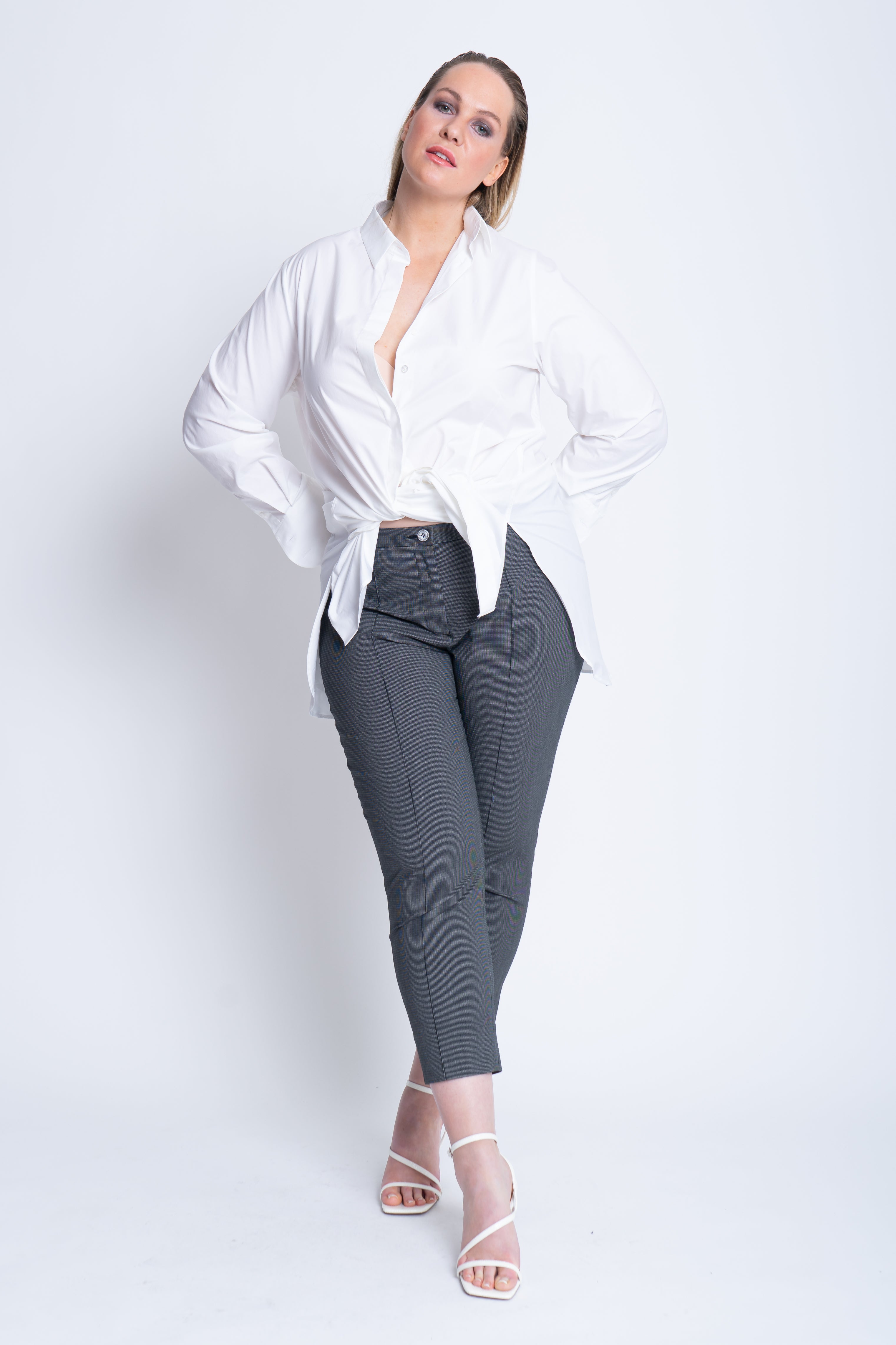 Gaya Weisse Bluse in Leicht Gecrashter Baumwolle