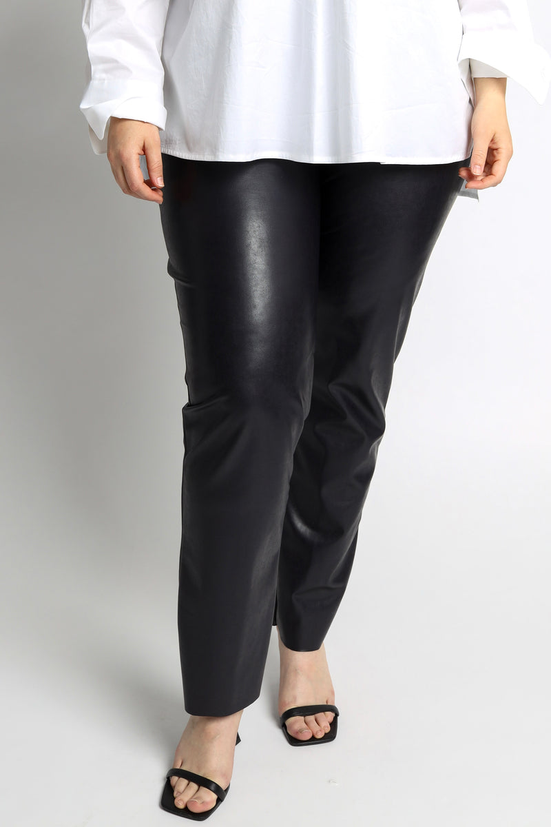 Cello Kunstlederhose in Aubergine-Schwarz