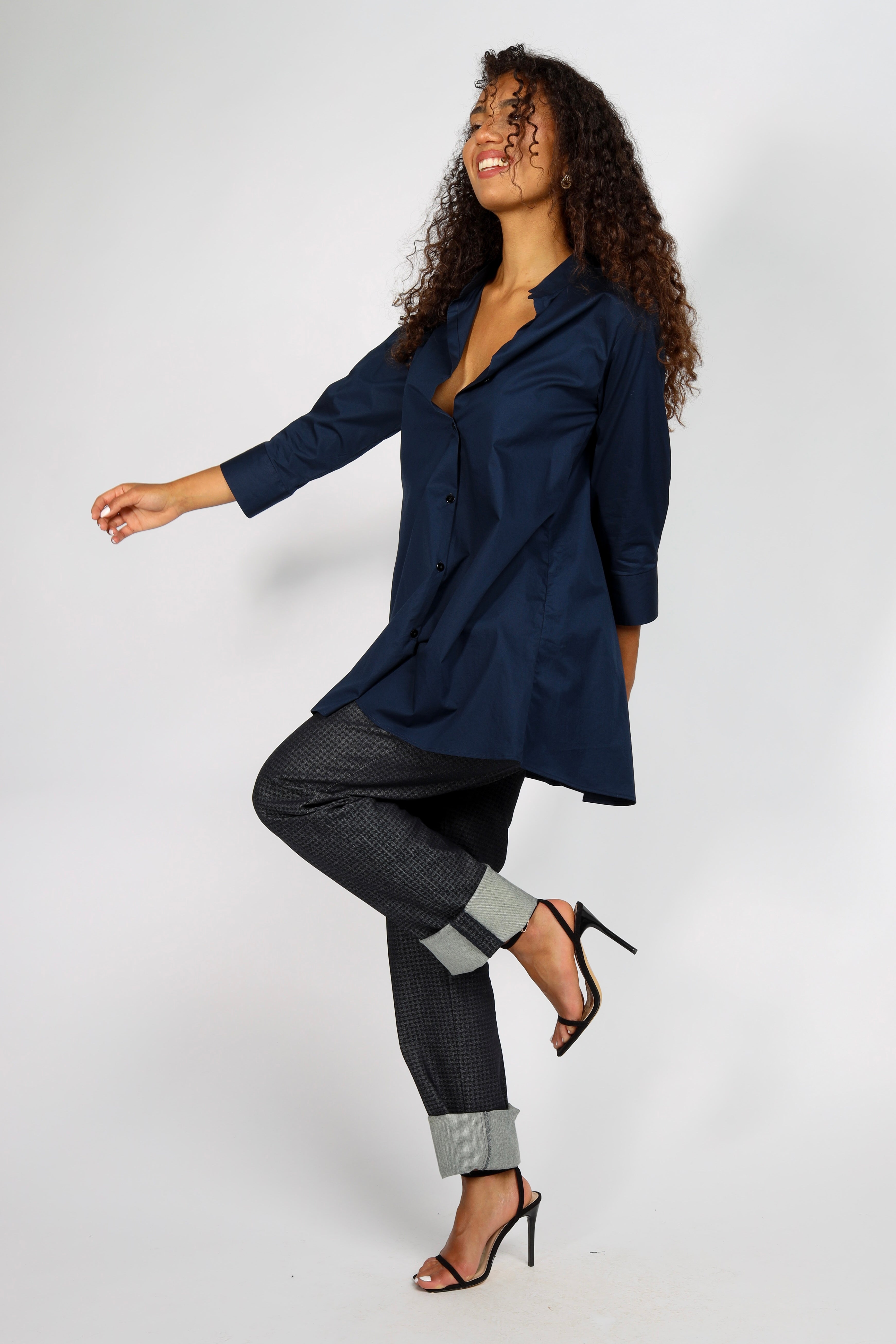 Angai Bluse aus Leicht Gecrashter Baumwolle