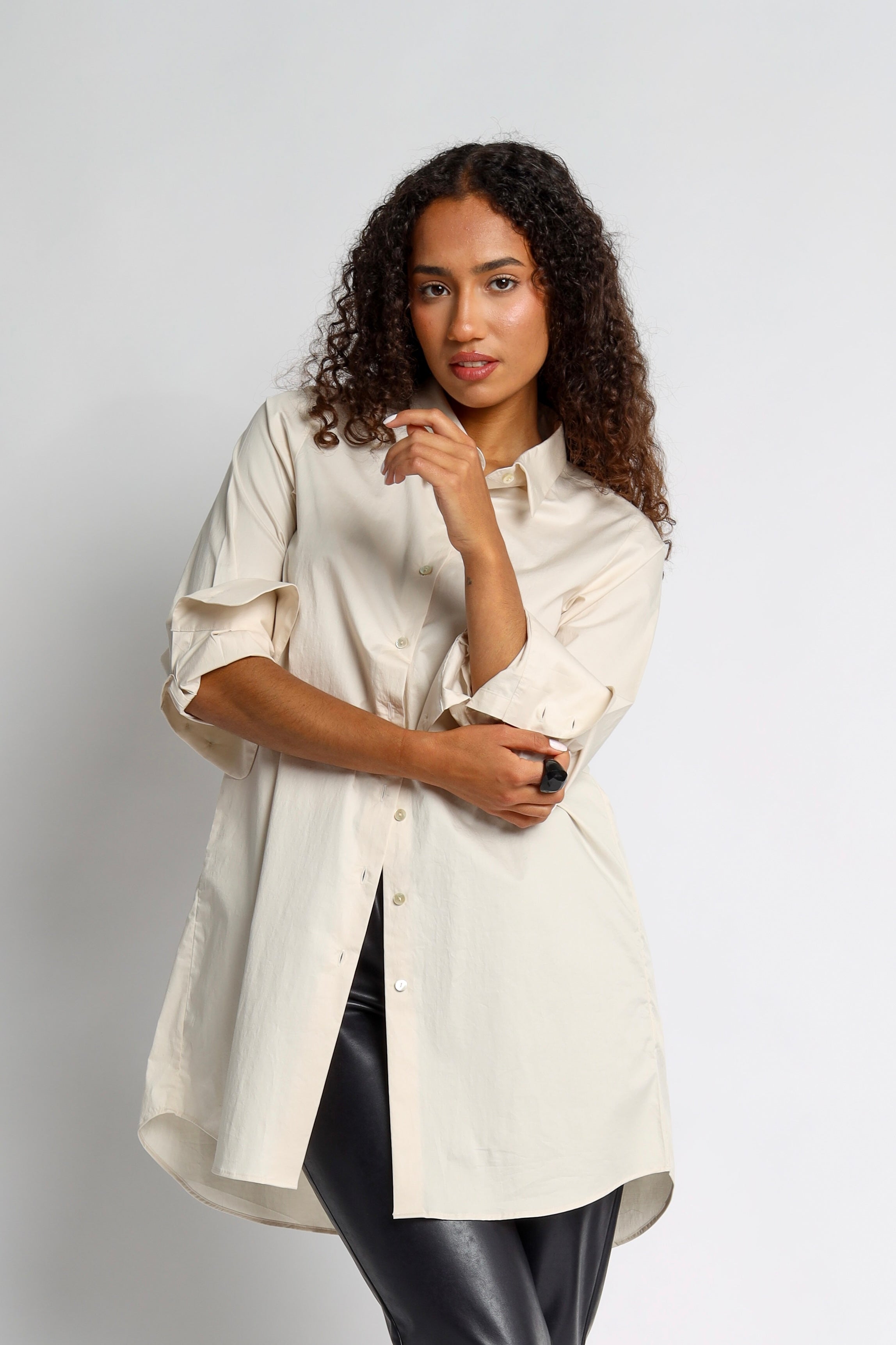 Angai Bluse aus Leicht Gecrashter Baumwolle