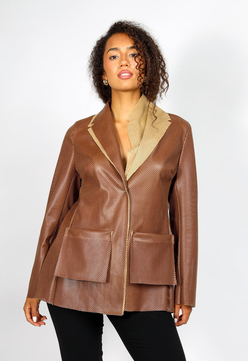Como Perforierte Kunstlederjacke