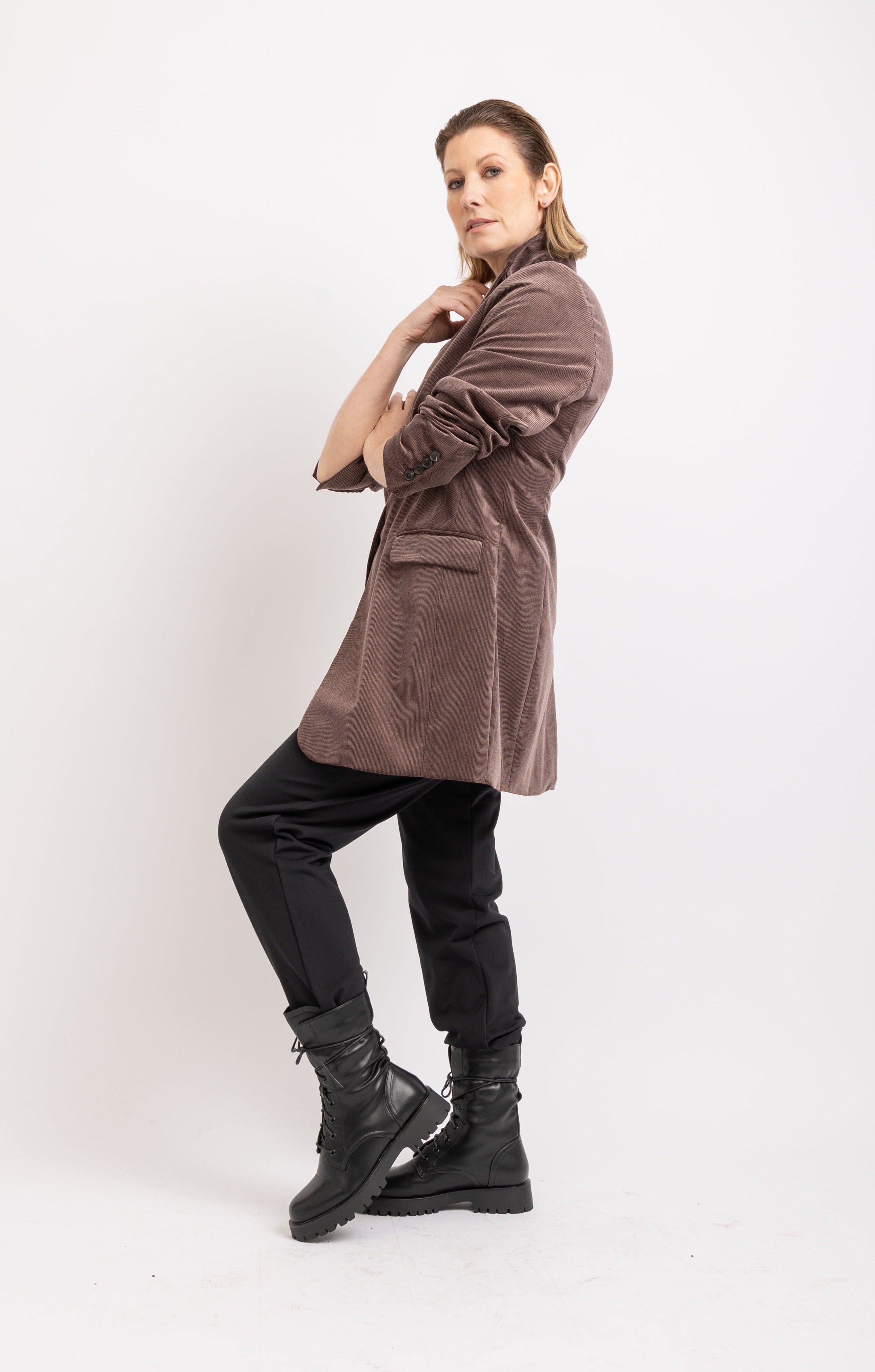 Mabel Long Blazer in Cotton Changeant Micro Manchester - ADAM BRODY Zürich