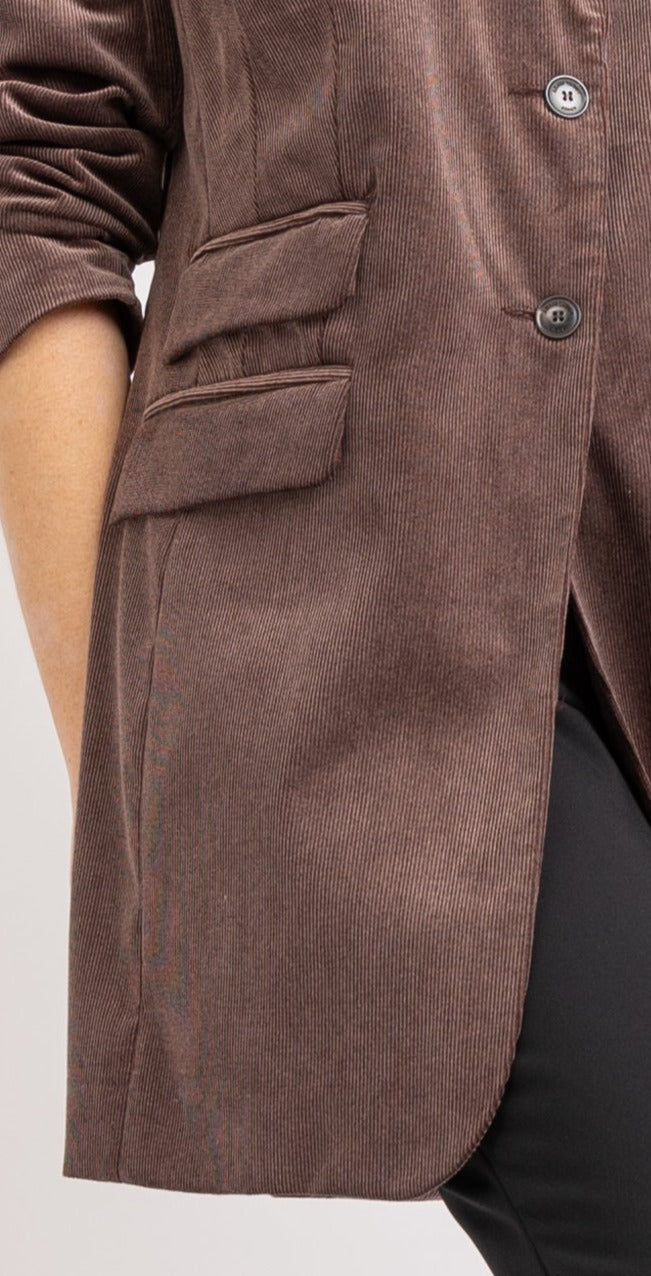 Mabel Long Blazer in Cotton Changeant Micro Manchester - ADAM BRODY Zürich