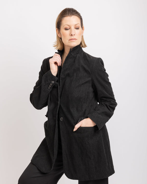 Maverick Long Blazer in Cotton Metal Manchester Weave - ADAM BRODY Zürich