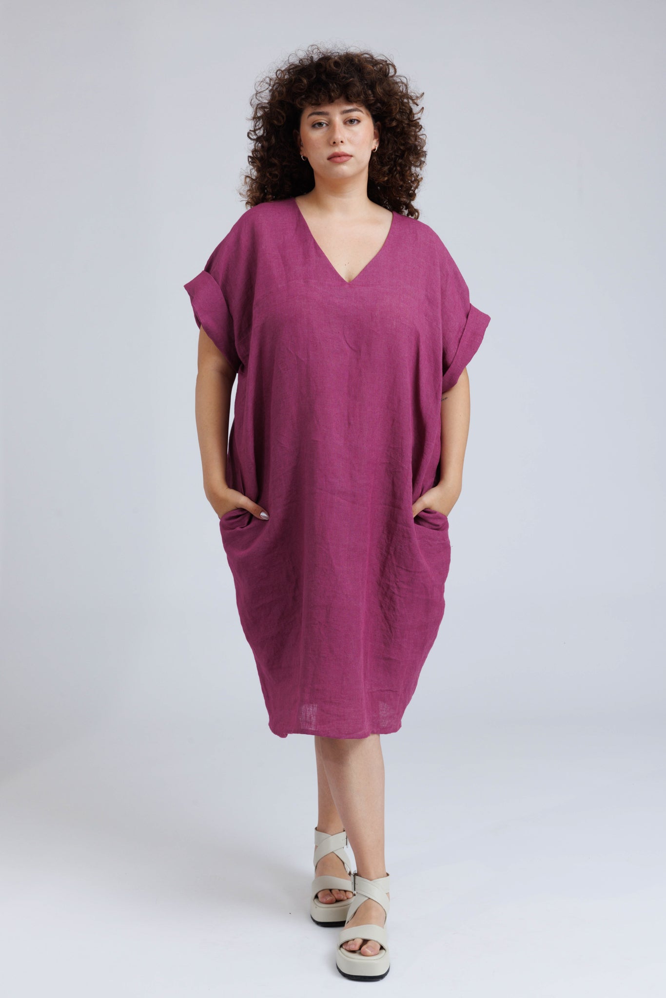 Nadine Dress in Pink Linen - ADAM BRODY Zürich