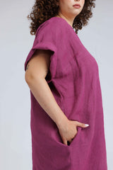 Nadine Dress in Pink Linen - ADAM BRODY Zürich