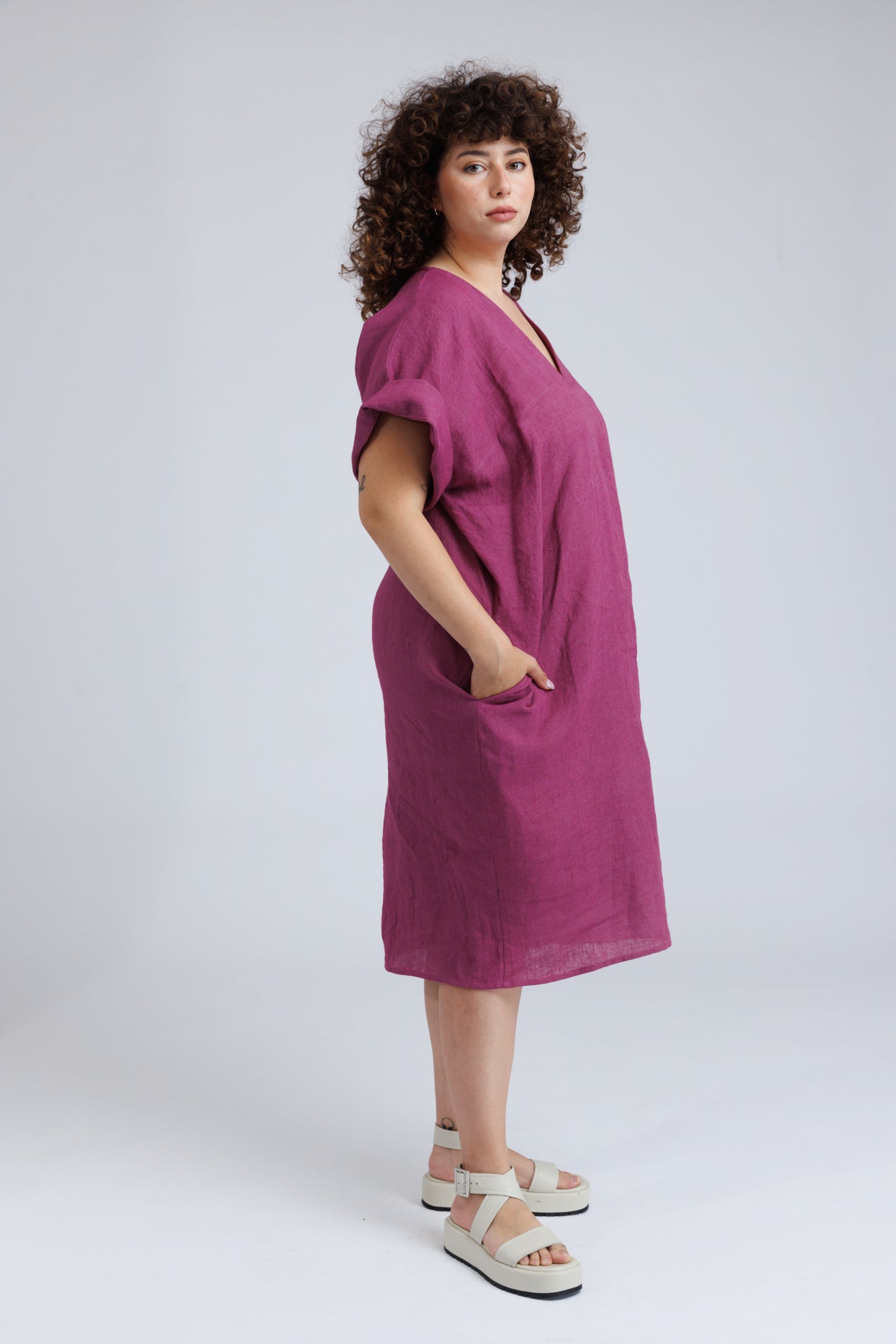 Nadine Dress in Pink Linen - ADAM BRODY Zürich