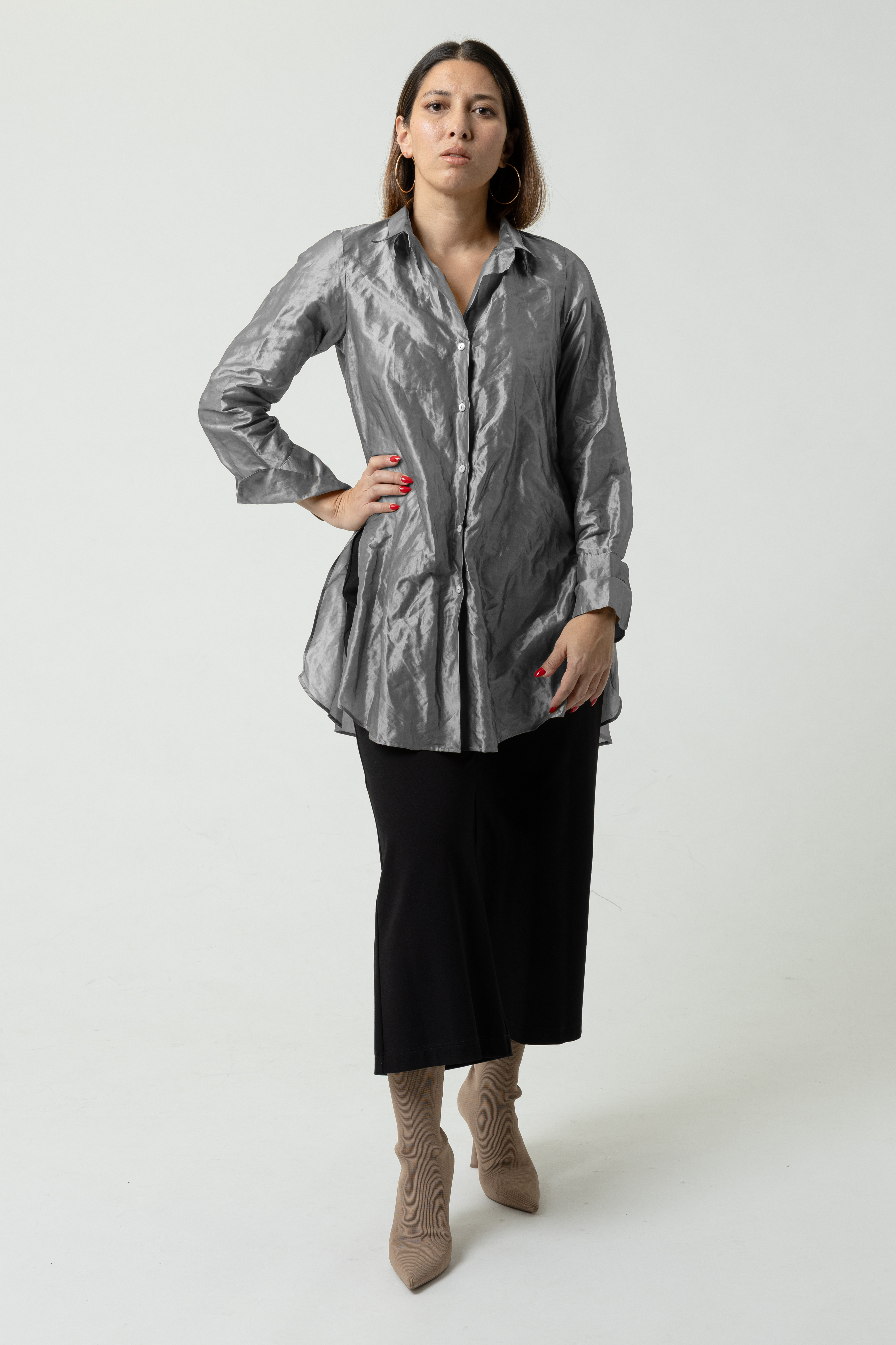 Ingwer-Bluse aus Metall-Taft