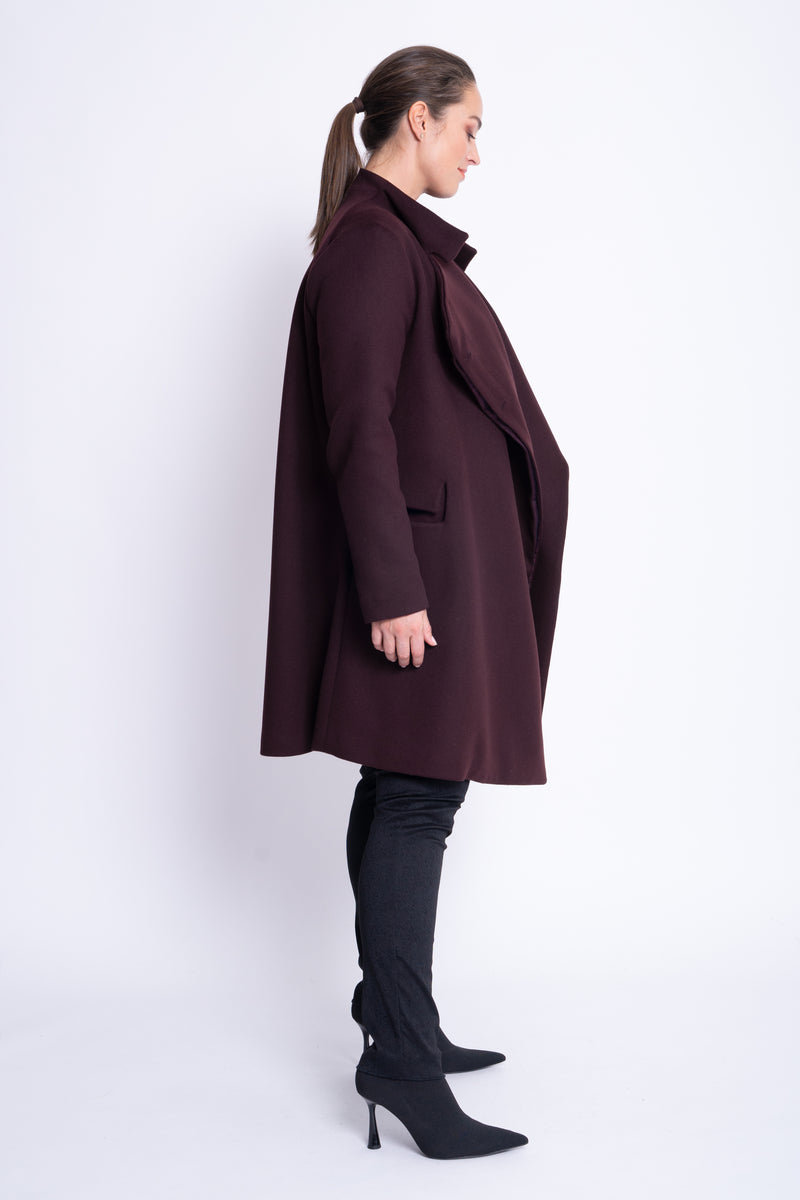 Gianna Coat in Aubergine Double Face Wool & Cashmere - ADAM BRODY Zürich