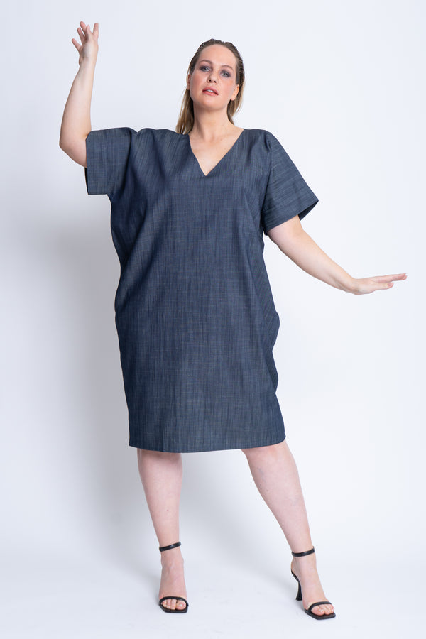 Nadine Dress in Cotton Denim - ADAM BRODY Zürich