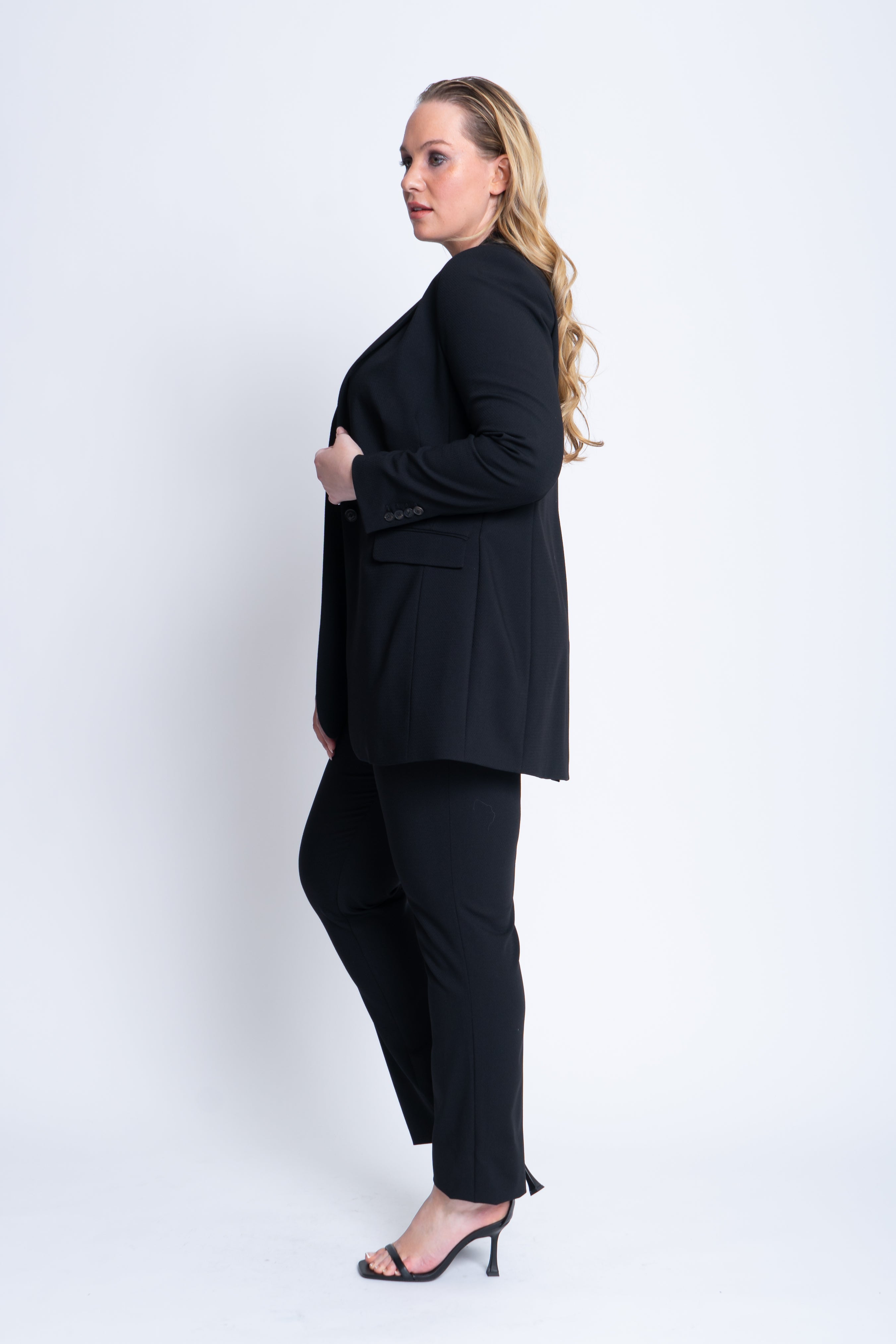 Sophia Long Blazer in Micro Pique Wool Mix - ADAM BRODY Zürich